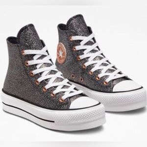Converse All Star Chuck Taylor Hi Lift High Top Glitter Sneakers Sz 9 Black